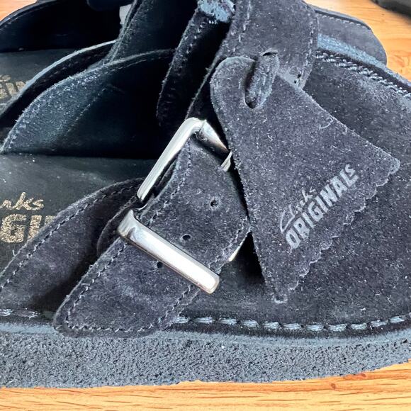 Clarks Originals Trek Wedge Platform Black Suede Slip On Mules Shoes Size 7.5 - Picture 8 of 9